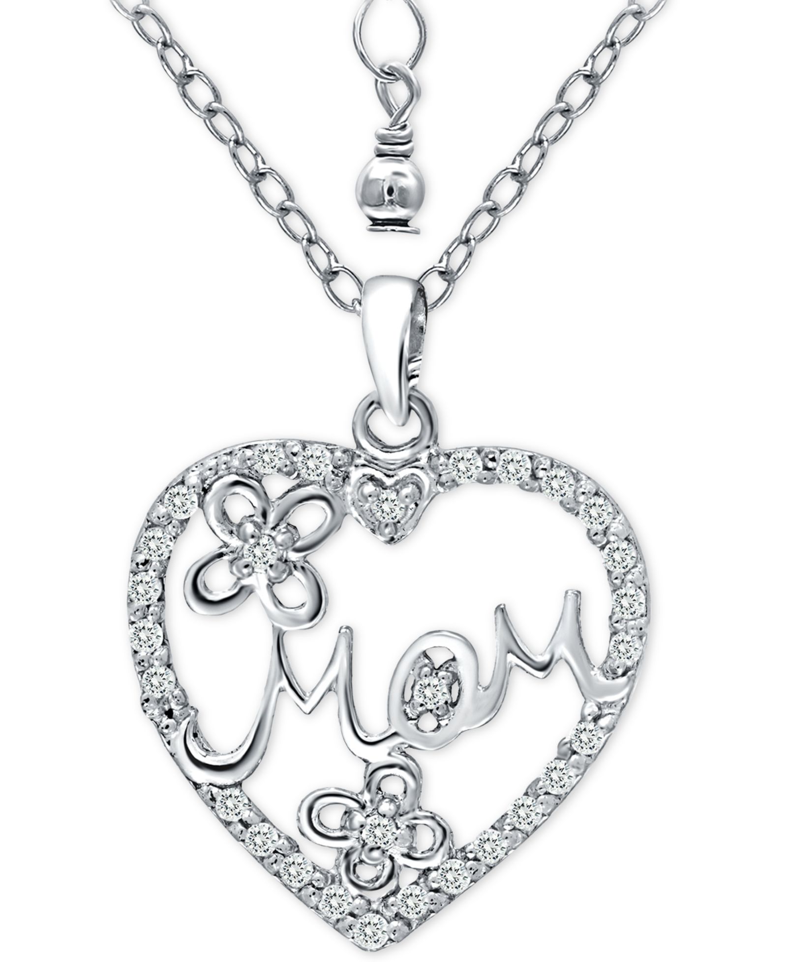 Подвеска Giani Bernini Cubic Zirconia "Mom" Heart в серебре, 16" + 2" extender