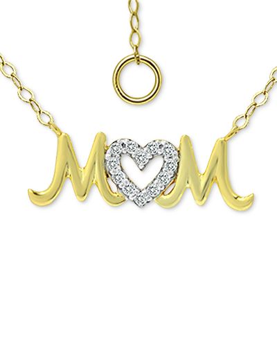 Подвеска-кулон Giani Bernini Cubic Zirconia "Mom" из стерлингового серебра и 18k золотого напыления, 16" + 2"