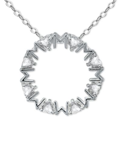 Giani Bernini кулон-кольцо с камнями Cubic Zirconia Heart Stones "Mom" из стерлингового серебра, 16" + 2" удлинитель