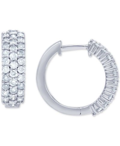 Серьги-кольца Diamond Pavé Huggie Hoop в 14k White Gold