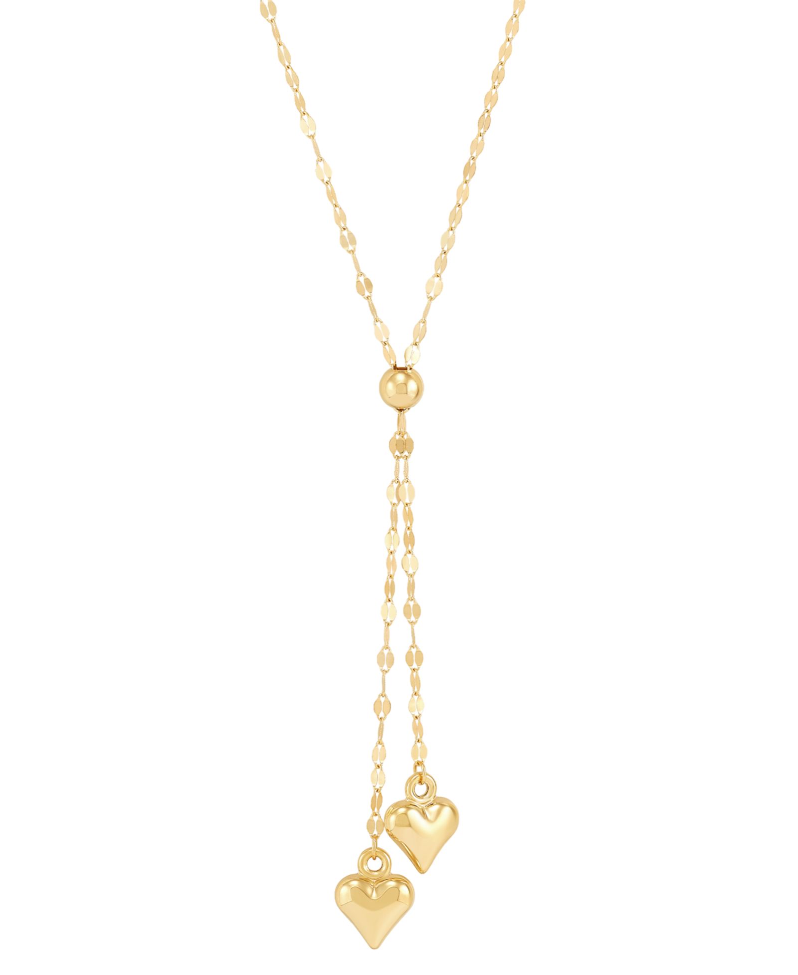 Macy's колье-лариат Double Heart, 10k Gold, 18"