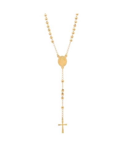 STEELTIME Ladies 18K Micron Gold Plated Stainless Steel Prayer Beaded Rosary