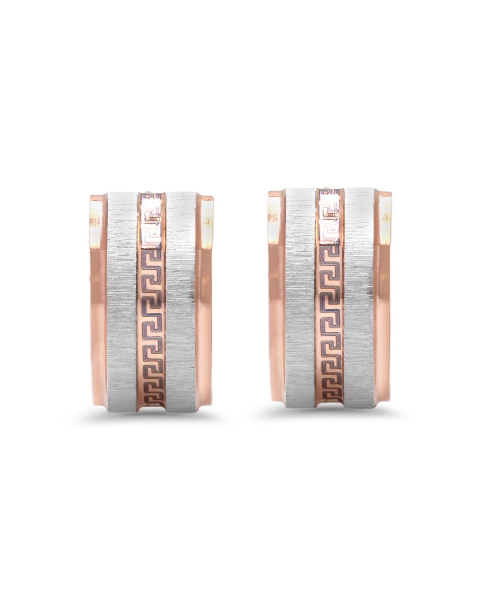 Серьги-кольца STEELTIME Stainless Steel 2 Tone Greek Key Design