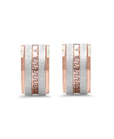 Серьги-кольца STEELTIME Stainless Steel 2 Tone Greek Key Design
