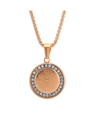 Подвеска-кулон STEELTIME с двухсторонней гравировкой молитвы отца, покрытие 18K Rose Gold, нержавеющая сталь