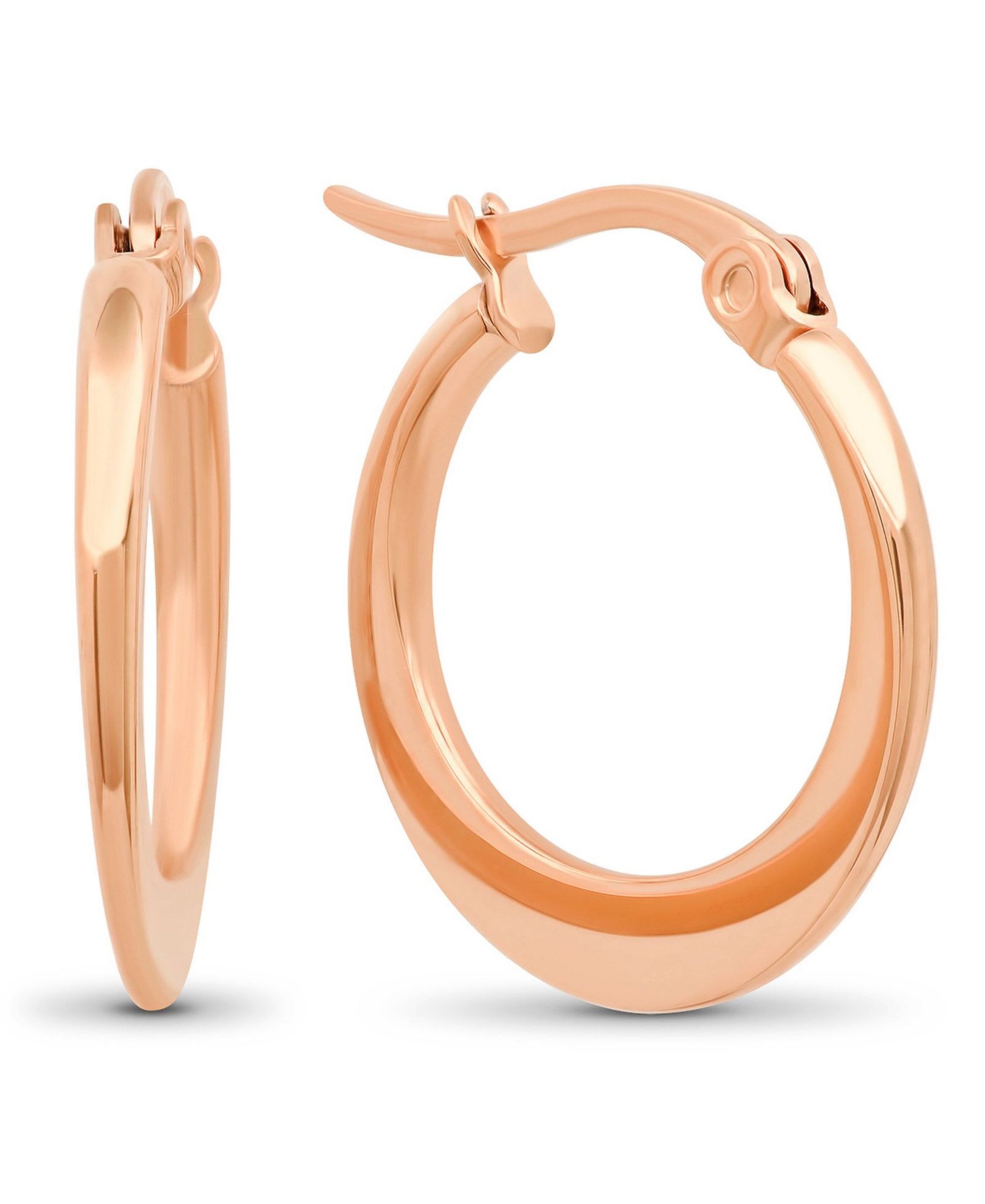 Серьги-кольца STEELTIME 18K Rose Gold Plated Stainless Steel Flat Hoop