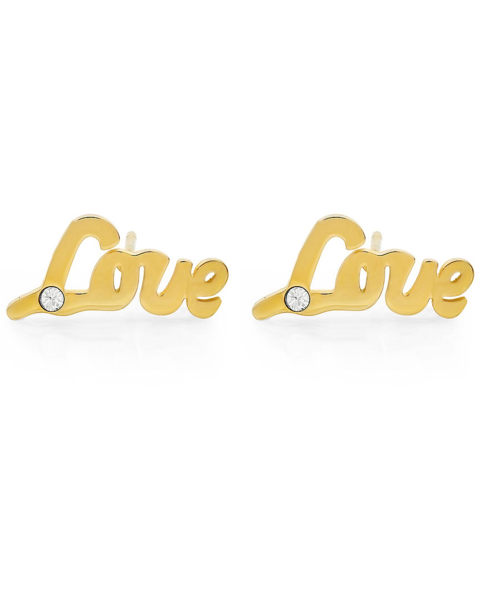 STEELTIME Серьги-гвоздики Love 18K Gold Plated Stainless Steel