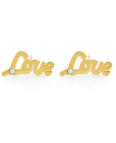 STEELTIME Серьги-гвоздики Love 18K Gold Plated Stainless Steel
