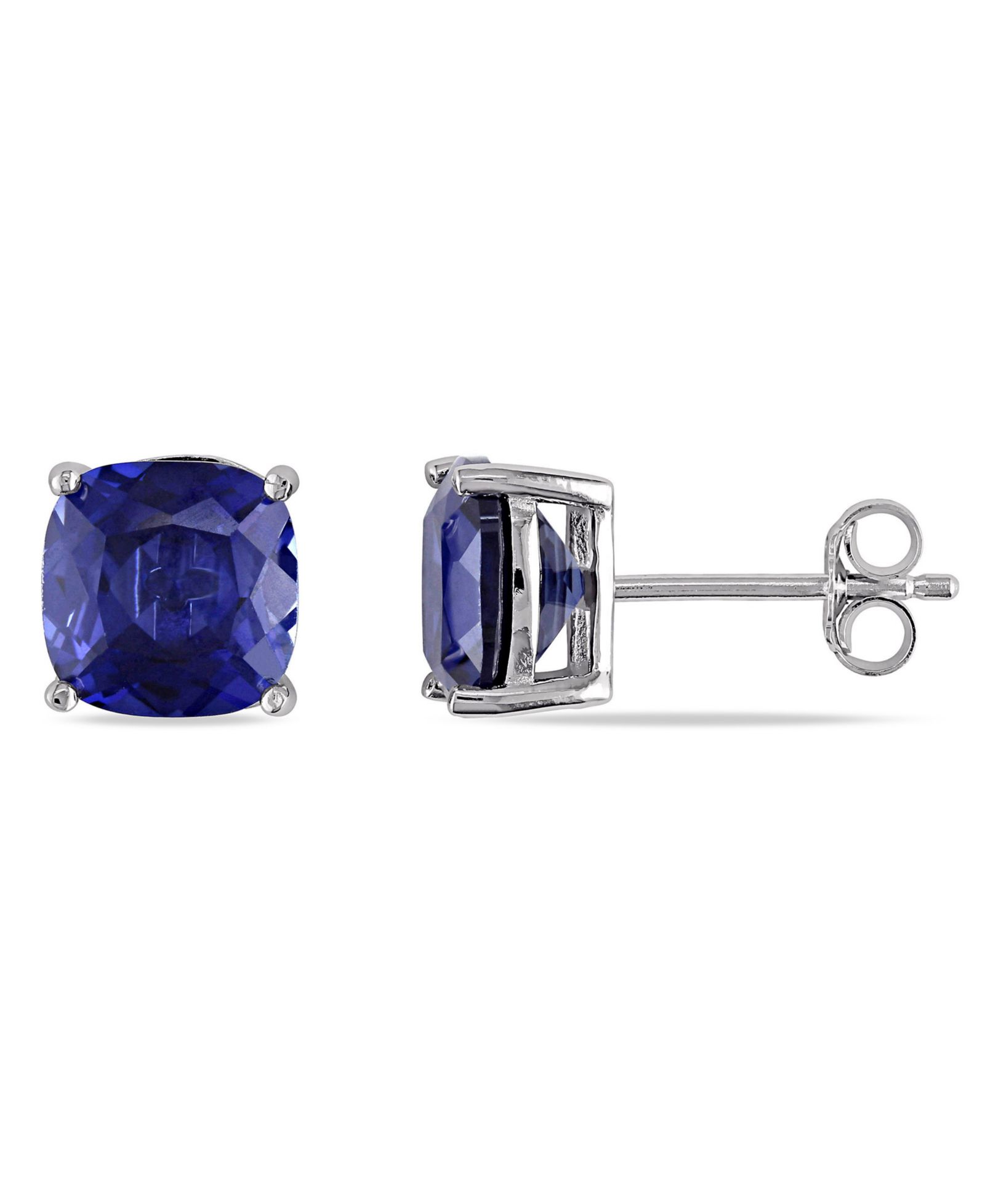 Серьги-гвоздики с выращенным сапфиром (6 ct. t.w.) в стерлинговом серебре