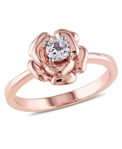 Кольцо Lab-Grown White Sapphire (1/3 ct. t.w.) Floral 18k Rose Gold Over Sterling Silver