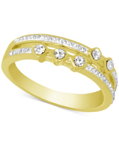 Кольцо Essentials And Now This Silver Plated Gold Crystal Double Band
