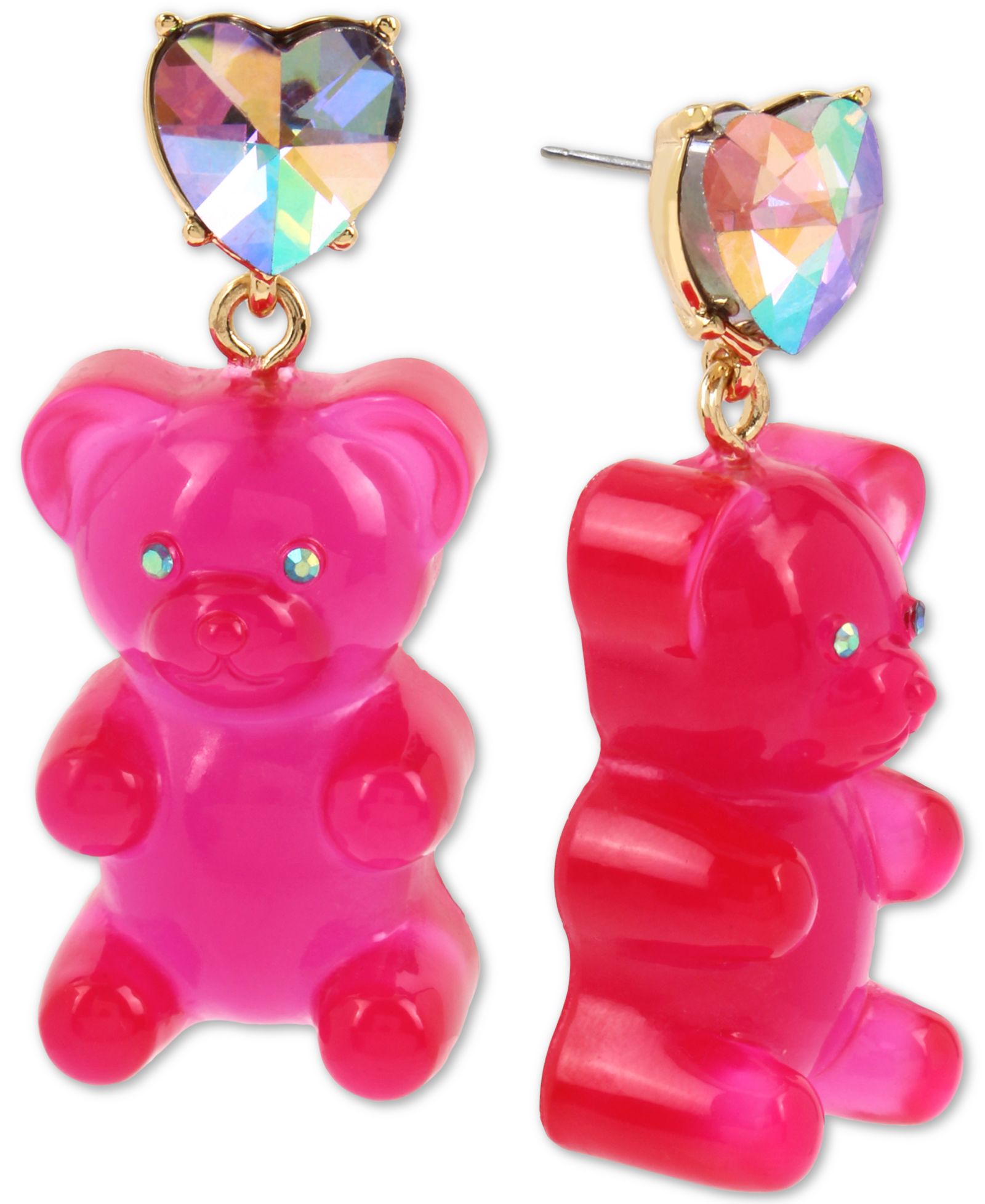 Betsey Johnson Серьги-подвески с кристаллами в форме сердца и мишек Gummy Bear