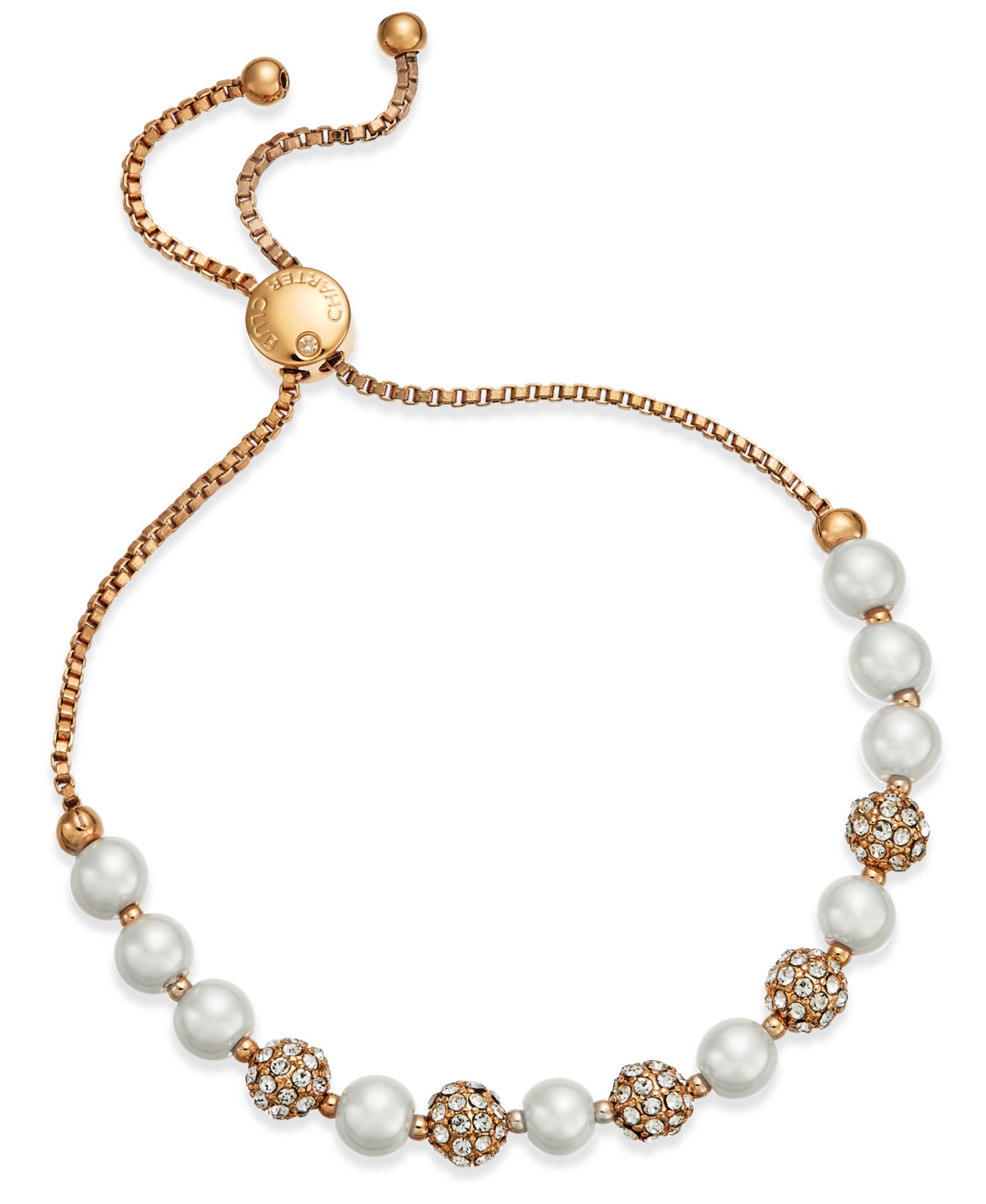 Браслет Charter Club Pavé & Imitation Pearl Slider