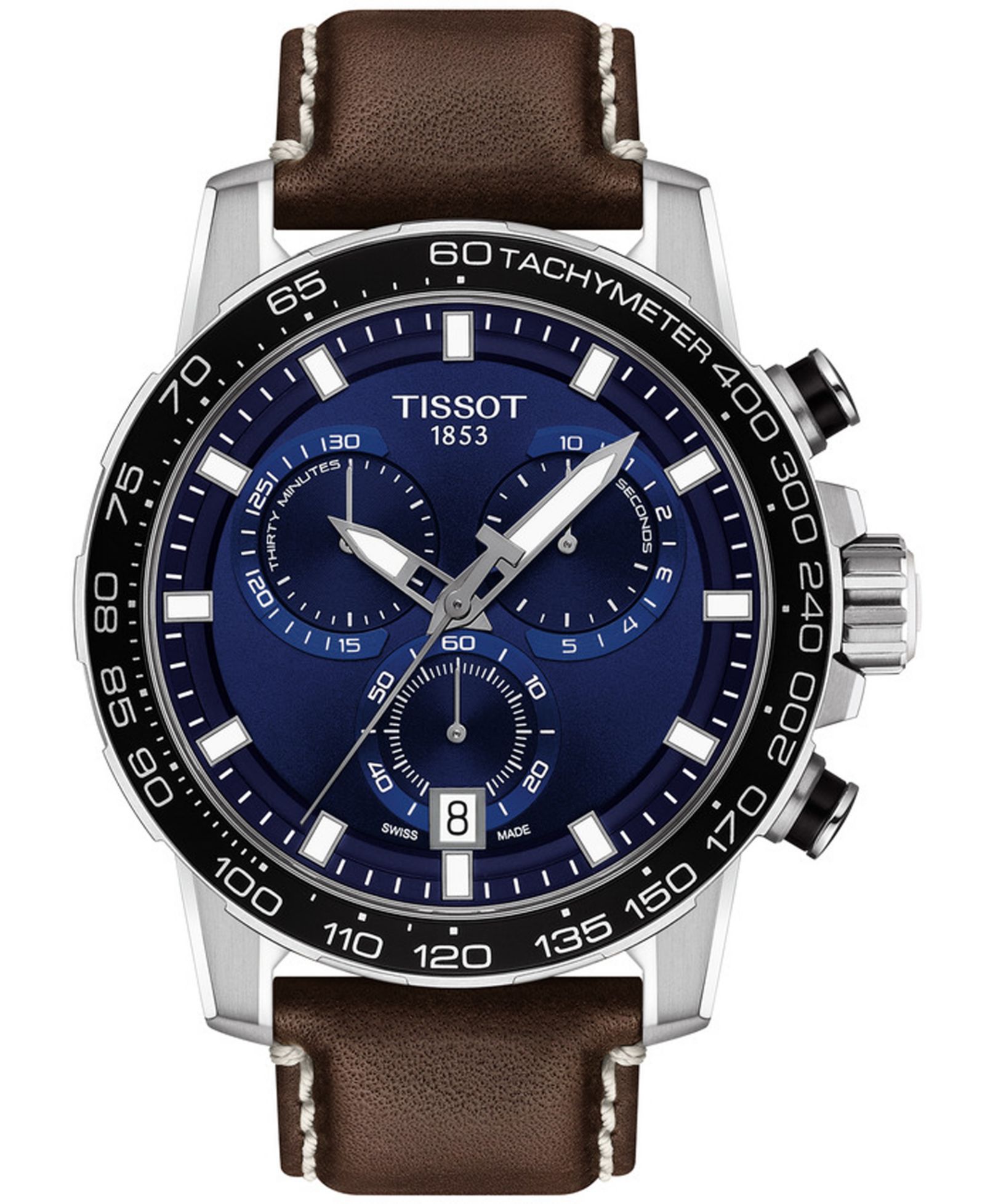 Tissot Men's Swiss T-Sport Supersport Chrono Brown Leather Strap Watch 46mm
