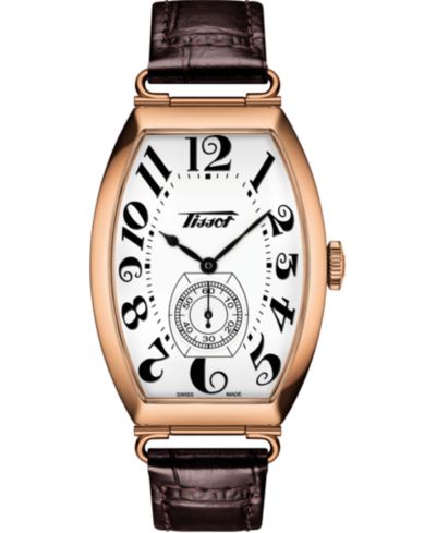 Tissot Unisex Swiss Automatic Heritage Porto Brown Leather Strap Watch 42mm