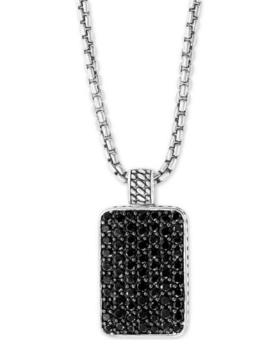 EFFY® Мужской кулон Dog Tag с черным шпинелем, стерлинговое серебро