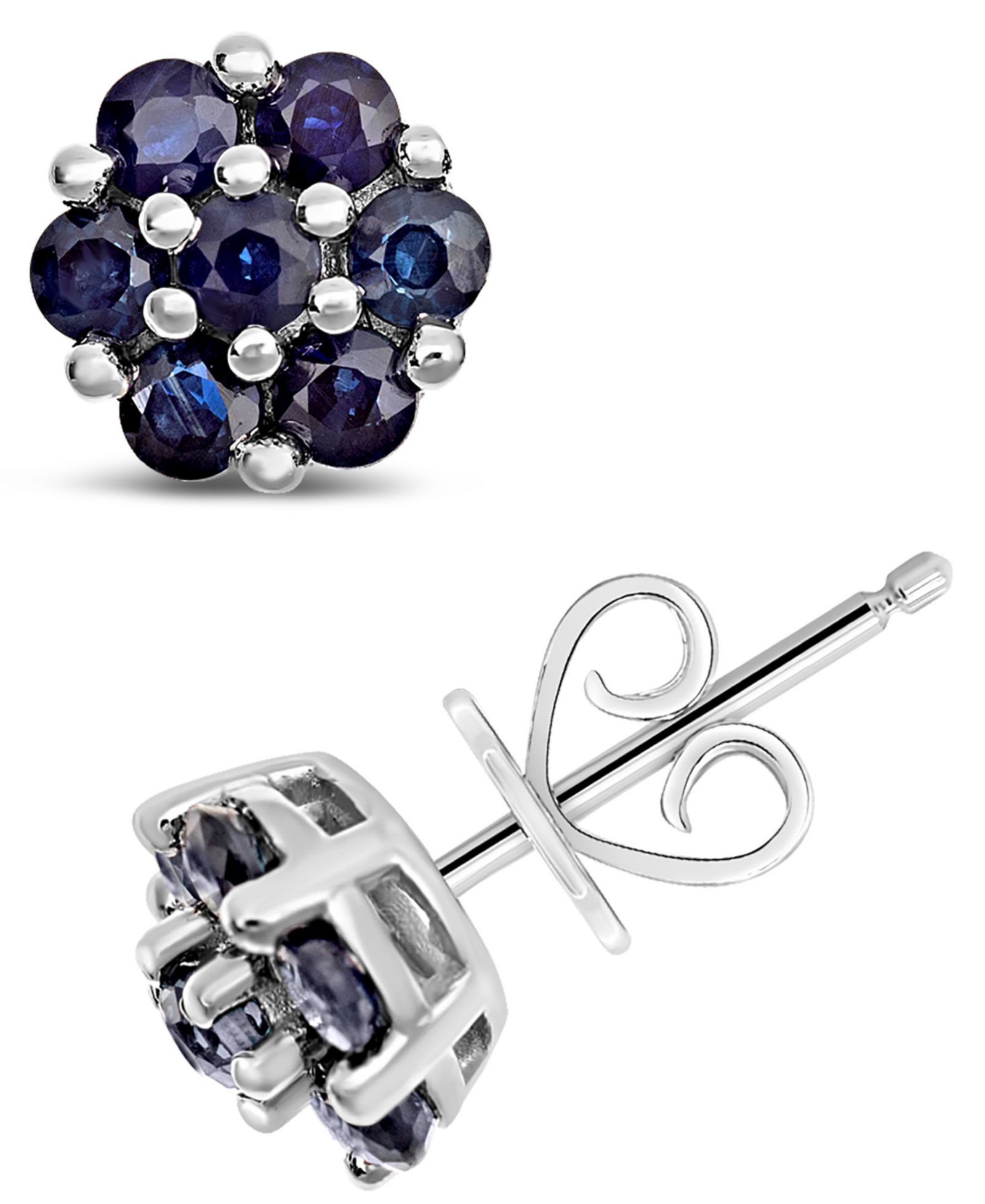 Серьги-гвоздики с сапфиром 1-1/4 ct. t.w. из стерлингового серебра