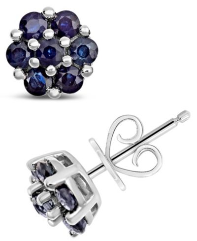 Серьги-гвоздики с сапфиром 1-1/4 ct. t.w. из стерлингового серебра