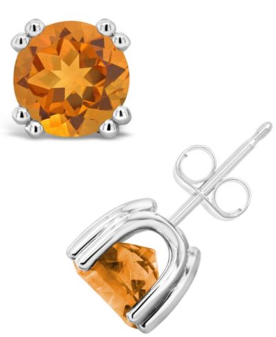 Серьги-гвоздики с цитрином 2-1/2 ct. w.t. из стерлингового серебра