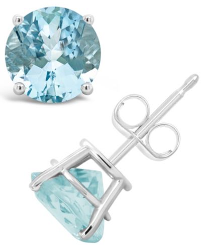Серьги-гвоздики с аквамарином (2-1/2 ct. t.w.) из стерлингового серебра