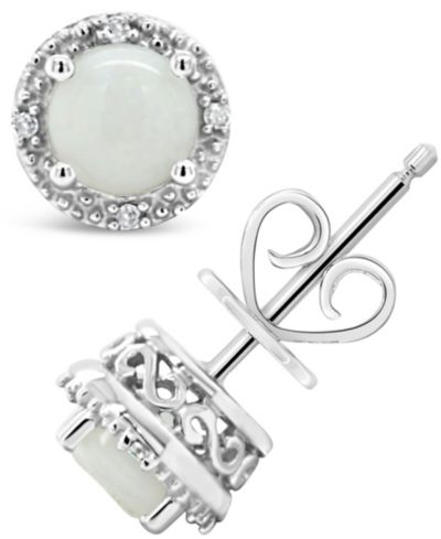 Серьги-гвоздики с Opal (5/8 ct. t.w.) и Diamond Accent из стерлингового серебра