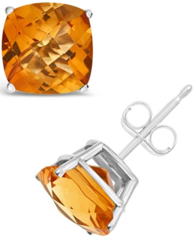 Серьги-гвоздики с цитрином (3-3/4 ct. t.w.) в стерлинговом серебре