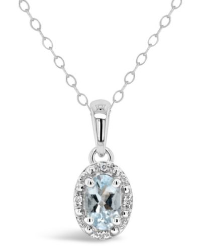 Подвеска с акцентами из аквамарина (3/8 ct. t.w.) и бриллиантов в серебряном покрытии
