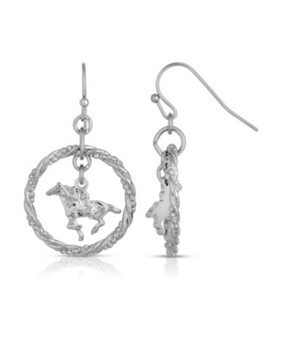 Серьги-подвески 2028 Silver-Tone Suspended Horse Drop