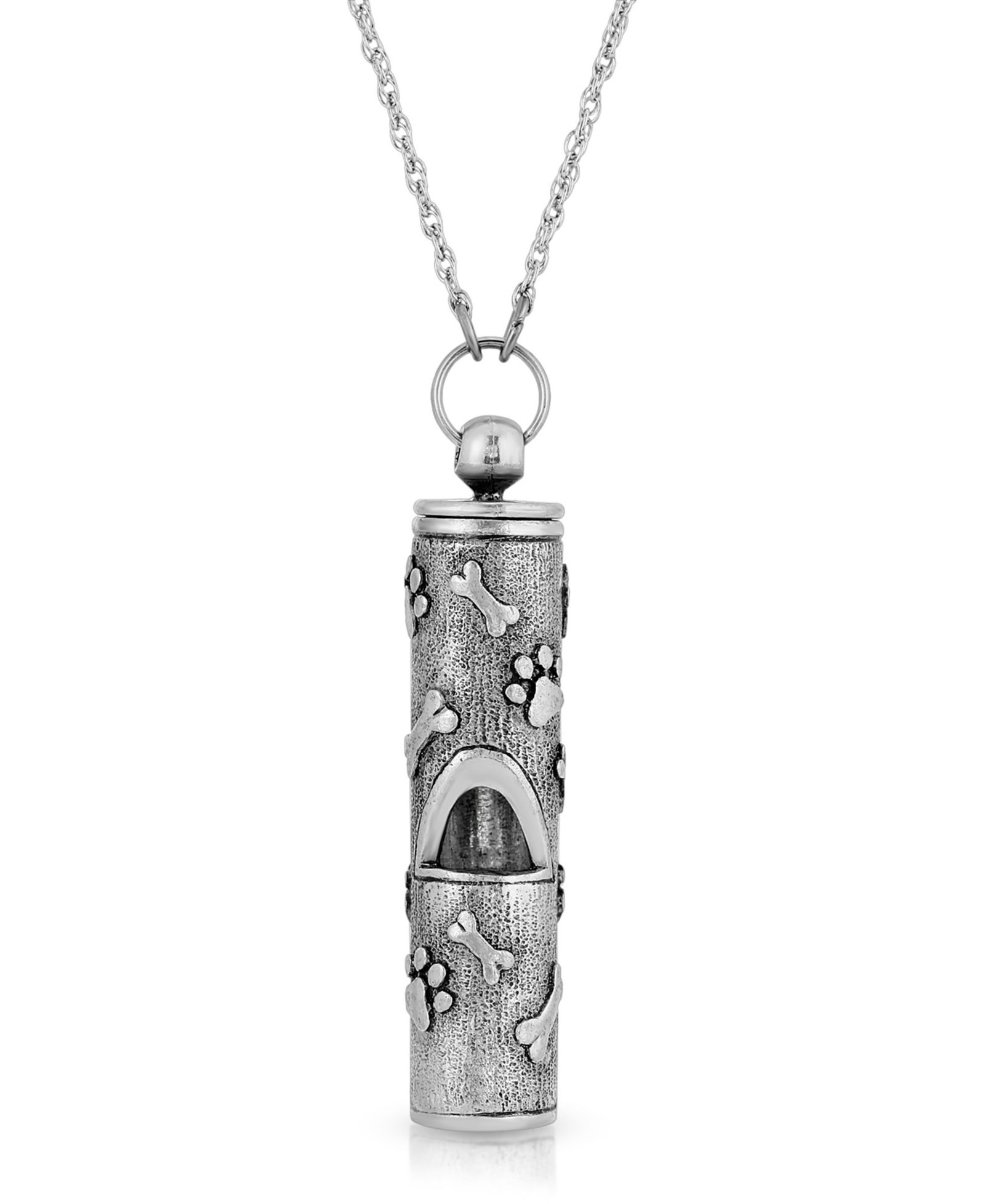Ожерелье с подвеской 2028 Pewter Dog Bone Paw Prints Whistle