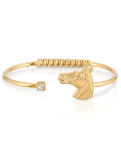 2028 браслет с шармом из прозрачного кристалла и лошади, позолота 14K Gold-Tone