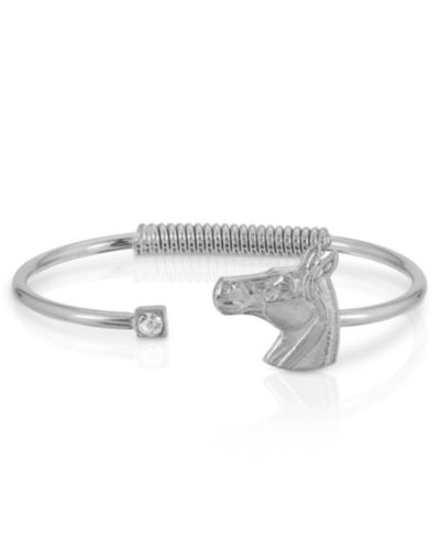 Браслет 2028 Silver-Tone Clear Crystal and Horse Accent Hinge