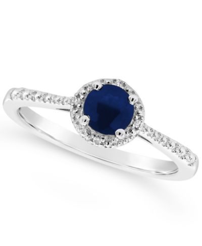 Кольцо с сапфиром (5/8 ct. t.w.) и бриллиантовым акцентом из стерлингового серебра (также доступно в рубине)
