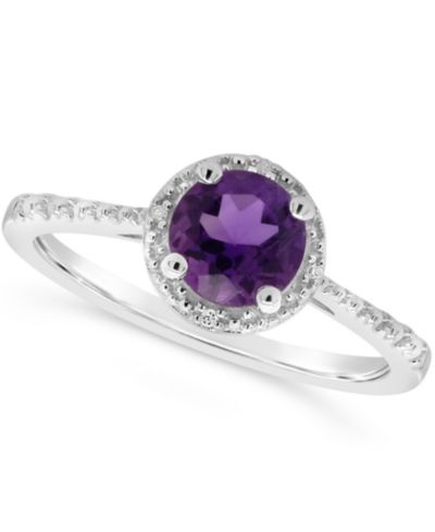 Кольцо с аметистом (3/4 ct. t.w.) и бриллиантовыми вставками из стерлингового серебра