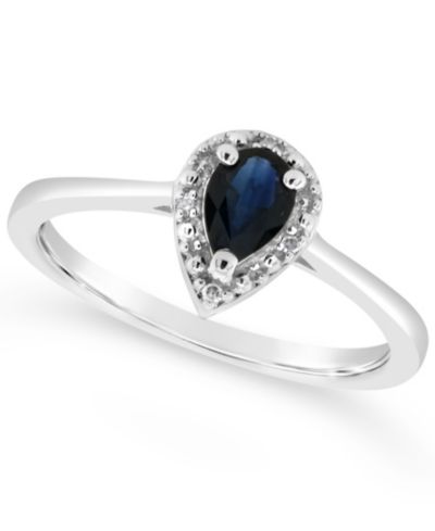 Кольцо с сапфиром (3/8 ct. t.w.) и бриллиантовым акцентом из стерлингового серебра (также в рубине)