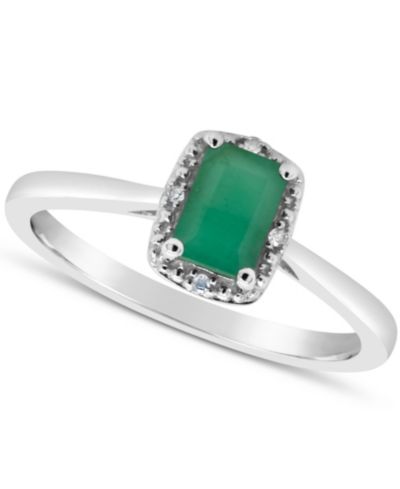 Кольцо с изумрудом (5/8 ct. t.w.) и бриллиантовым акцентом из стерлингового серебра
