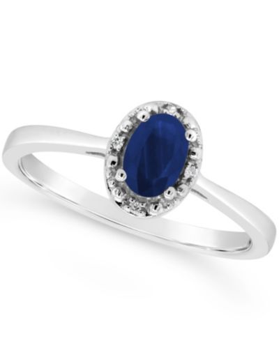 Кольцо с сапфиром (5/8 ct. t.w.) и бриллиантами в стерлинговом серебре