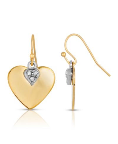 Серьги-сердечки с покрытием 14K Gold и прозрачным кристаллом 2028