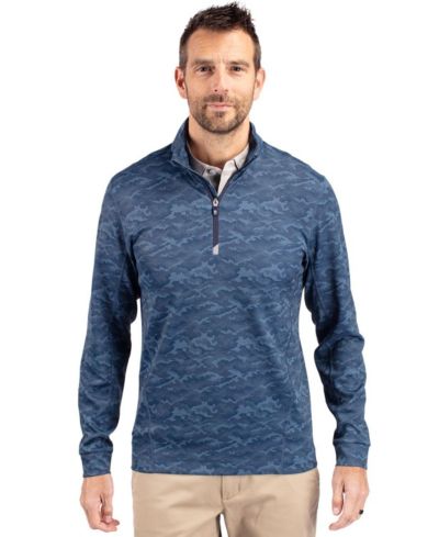 Мужская ветровка Cutter & Buck Men's Traverse с камуфляжным принтом и трикотажным воротником на молнии
