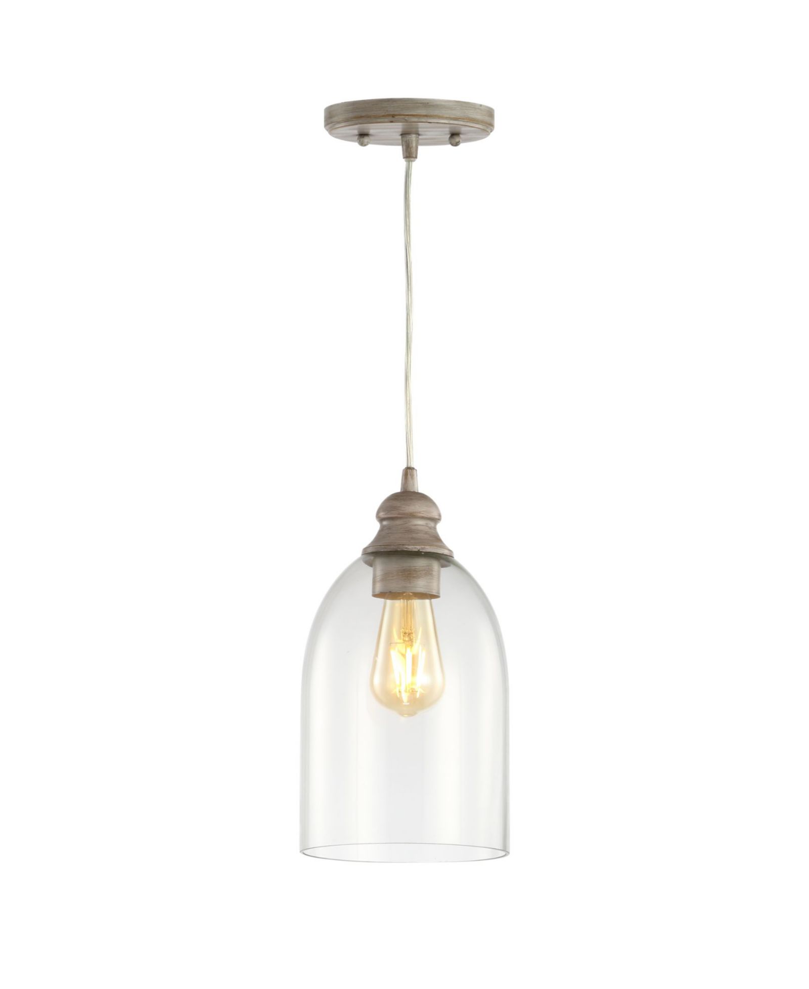 Fontaine 6.25" Adjustable Greige Glass Led Pendant