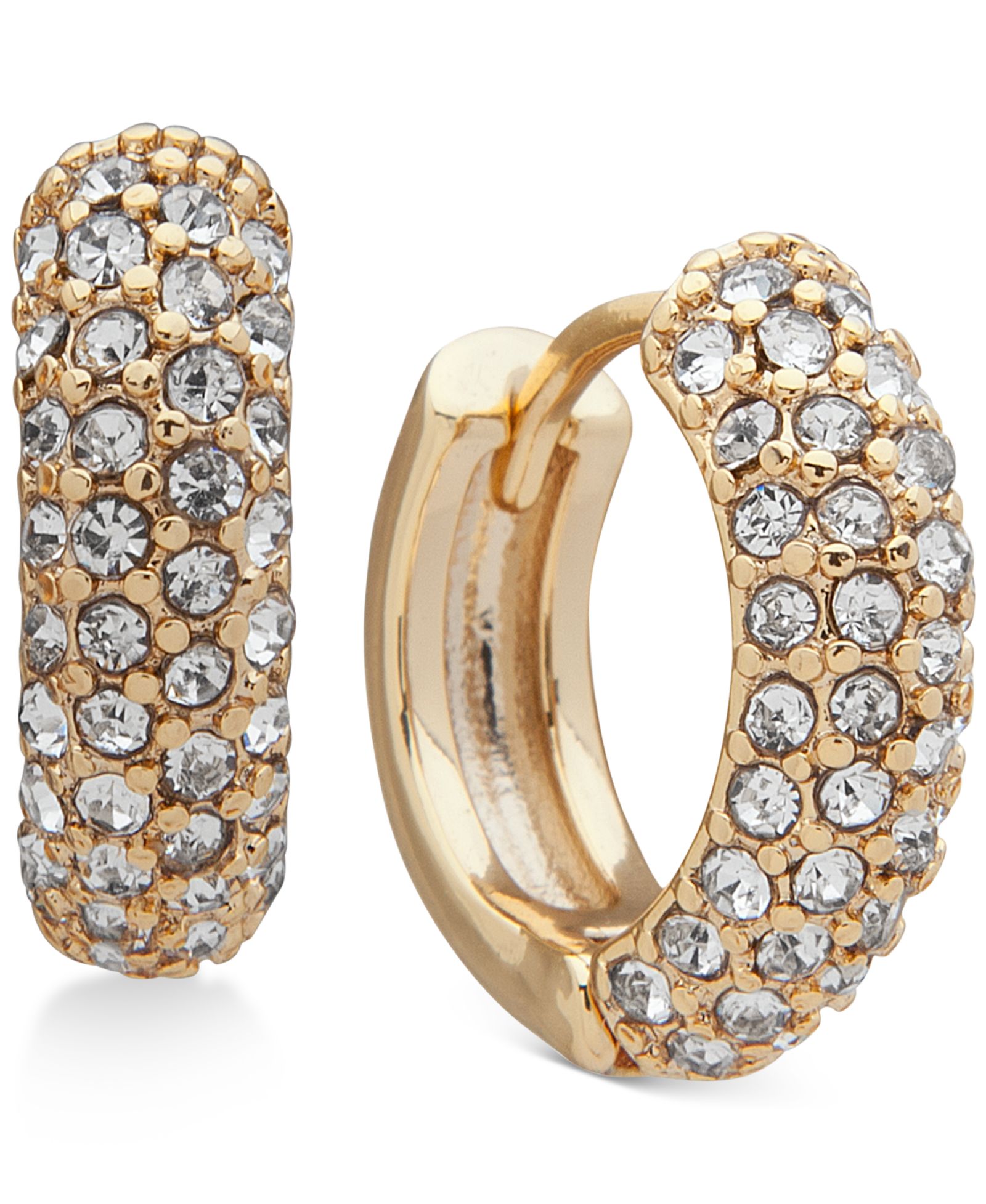 Серьги-кольца DKNY Gold-Tone Small Micropavé Huggie Hoop, 7/10"