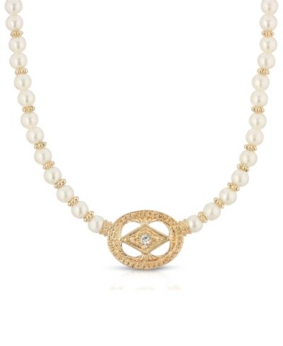 Подвеска 2028 Gold-Tone Imitation Pearl and Crystal