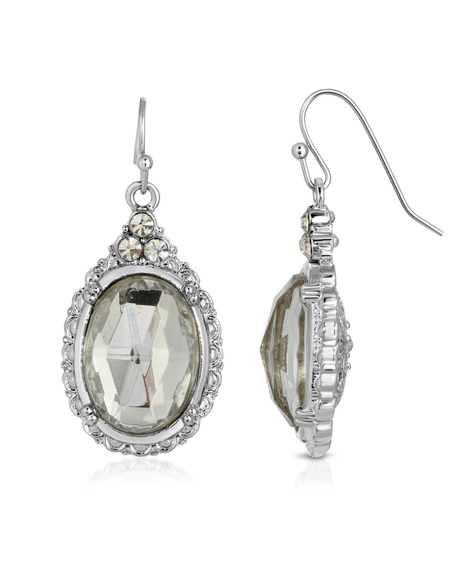 Серьги 2028 Silver-Tone Crystal Oval Drop