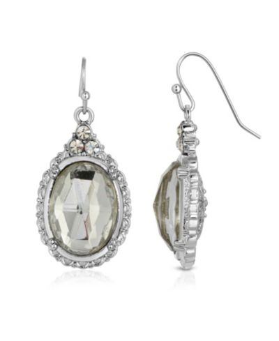 Серьги 2028 Silver-Tone Crystal Oval Drop