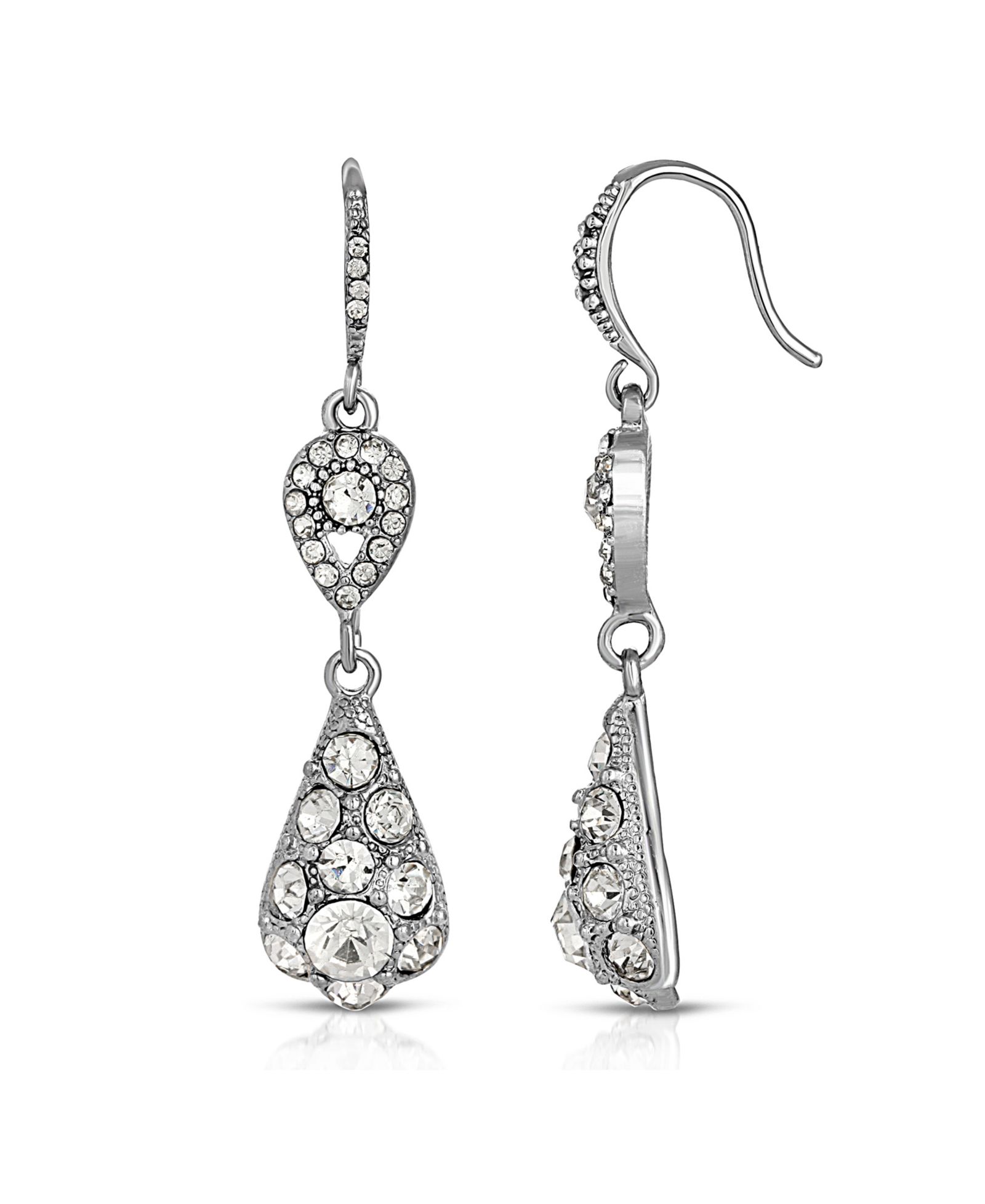 2028 Silver-Tone Crystal Drop Earrings