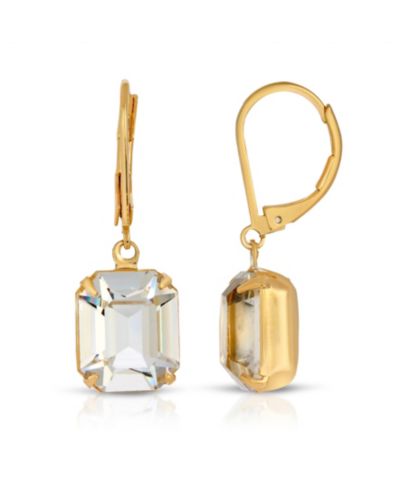 Серьги-подвески 2028 Gold-Tone Octagon Drop с кристаллами