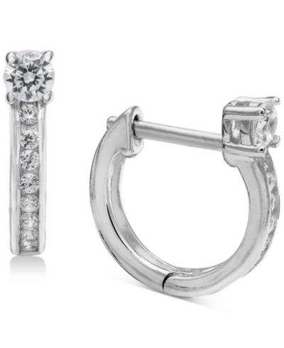 Серьги-кольца Giani Bernini Small Cubic Zirconia Huggie из стерлингового серебра, 0.5"