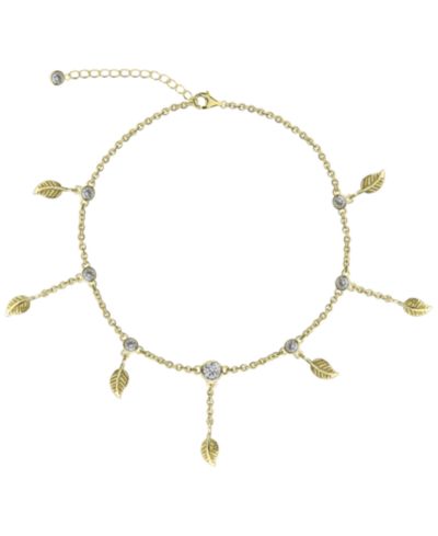 Rhona Sutton браслет на ногу BODIFINE Cubic Zirconia Leaves 10K Gold-Tone Sterling Silver-Tone