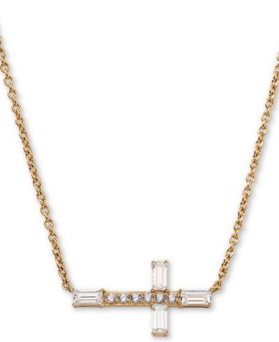 Подвеска AVA NADRI 18k Gold-Plated Cubic Zirconia East-West Cross, 16" + 1" extender