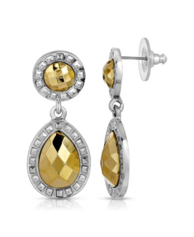 Серьги 2028 Double Round Teardrop с камнями, серебристый и золотистый тон
