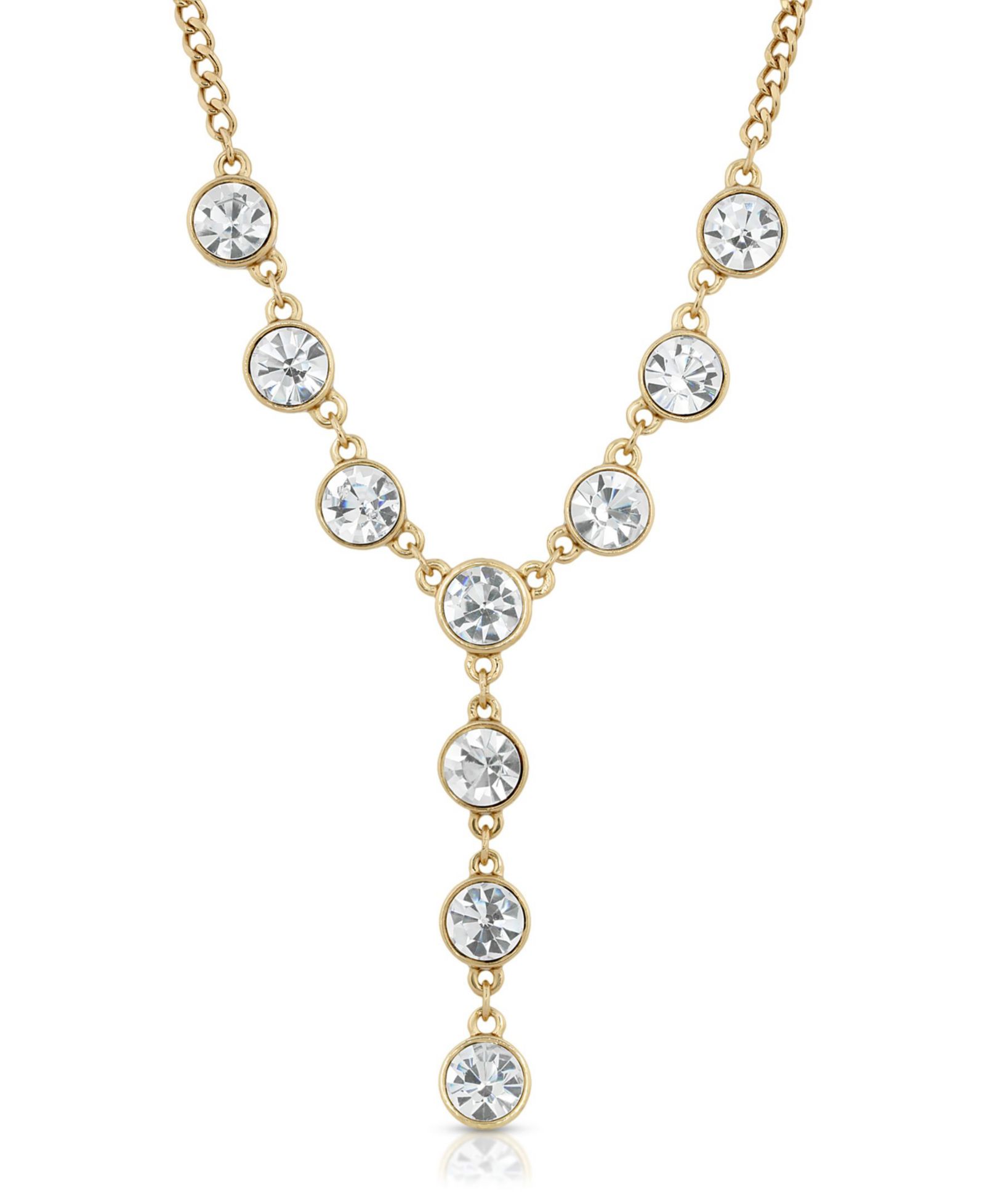 2028 Gold-Tone Crystal Y-Necklace